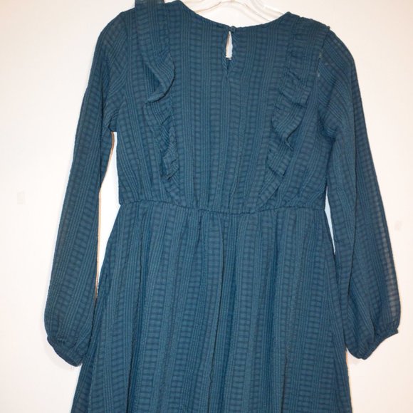Wonder Nation Girls' Dress Dark Green Lining Ruffles Front Long Sleeves L(10-12) - Picture 8 of 8